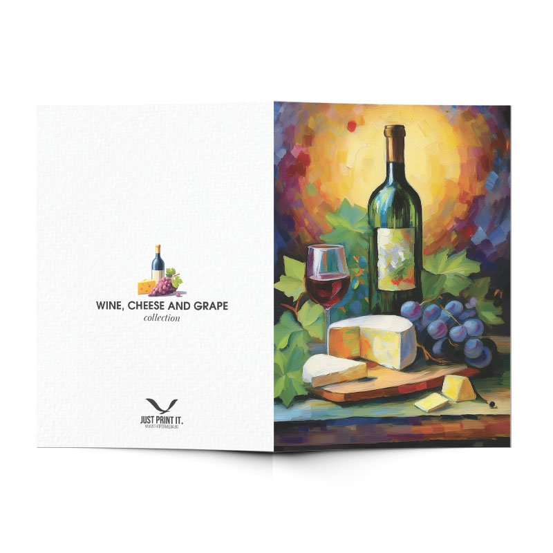 Поздравителна картичка Вино, сирене и грозде 1 | shop.qrmedia.bg