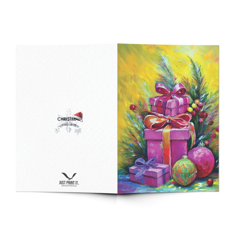 Поздравителна картичка Коледни подаръци | shop.qrmedia.bg