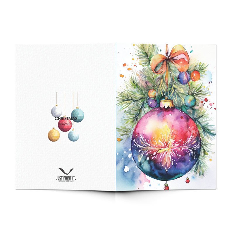 Поздравителна картичка Коледни топки | shop.qrmedia.bg