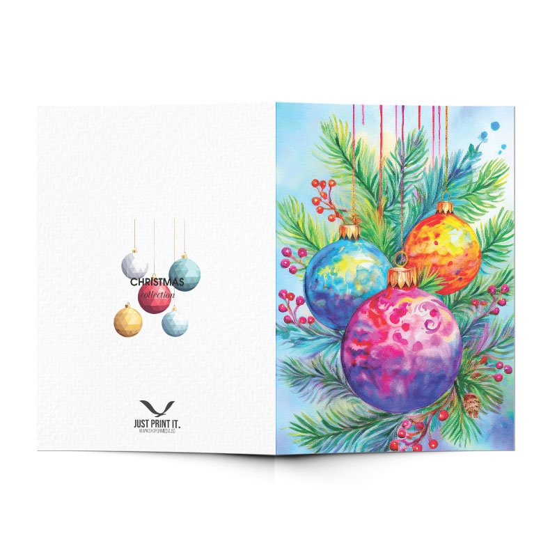 Поздравителна картичка Коледни топки | shop.qrmedia.bg