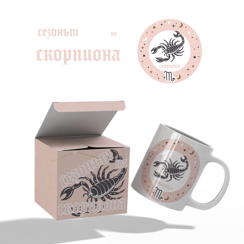 Чаша и кутия розов СКОРПИОН | shop.qrmedia.bg