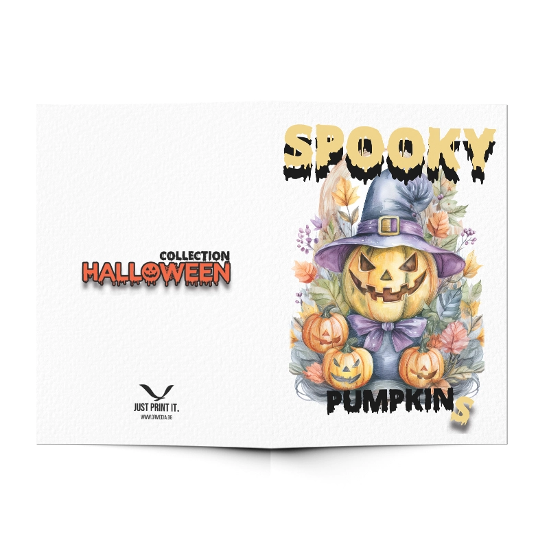 Поздравителна картичка HALLOWEEN PUMPKINS | shop.qrmedia.bg