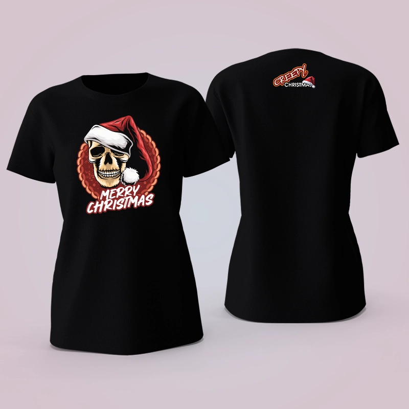 Тениска MERRY CHRISTMAS - SKULL - женска | shop.qrmedia.bg
