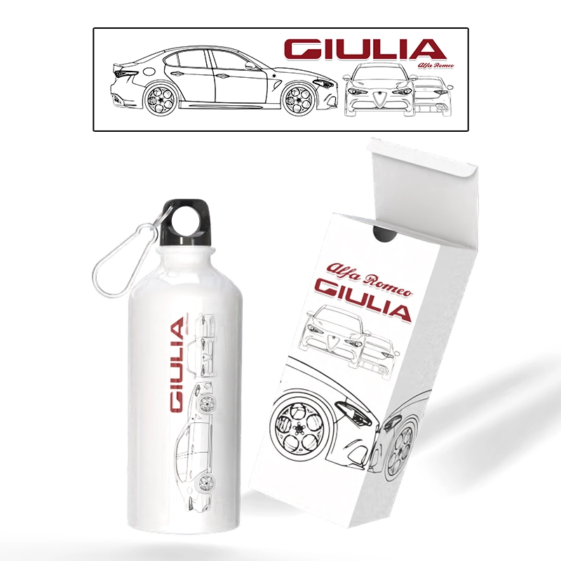 Комплект бутилка с карабина и подаръчна кутия ALFA ROMEO GIULIA | shop.qrmedia.bg